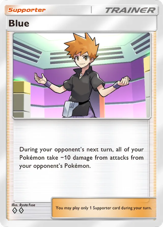 Blue, Mythical Island #067, Trainer card, illustrated by Ryuta Fuse