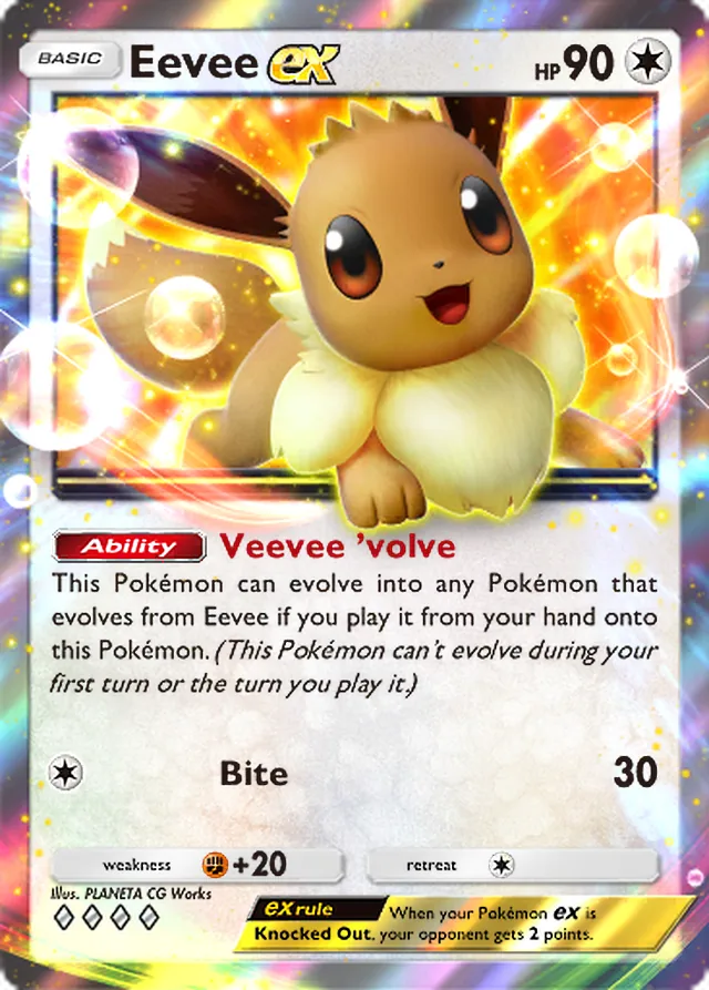 Eevee ex, Eevee Grove #056, Basic Colorless Pokémon, illustrated by PLANETA CG Works