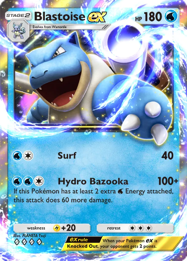 Blastoise ex, Genetic Apex #056, Stage 2 Water Pokémon, illustrated by PLANETA Tsuji