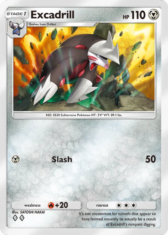 Excadrill, Celestial Guardians #119, Stage 1 Metal Pokémon, illustrated by SATOSHI NAKAI