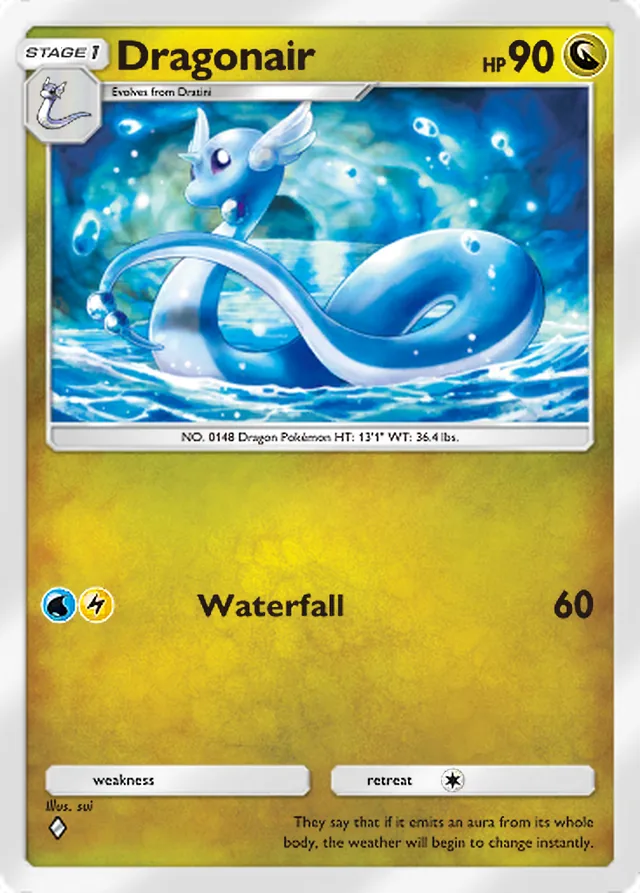 Dragonair, Eevee Grove #052, Stage 1 Dragon Pokémon, illustrated by sui