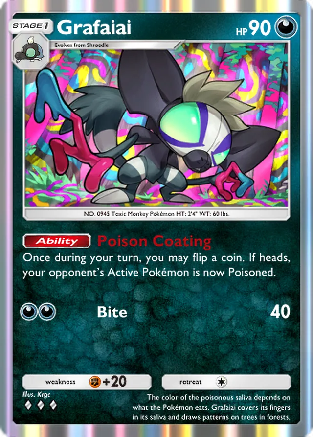 Grafaiai, Shining Revelry #051, Stage 1 Darkness Pokémon, illustrated by Krgc
