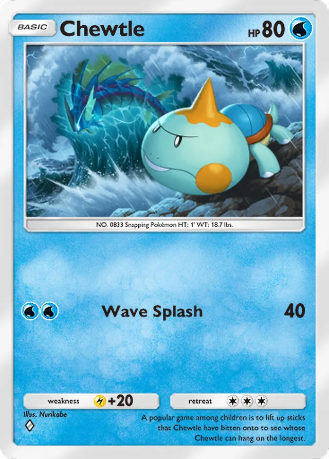 Chewtle, Mega Rising #076, Basic Water Pokémon, illustrated by Nurikabe