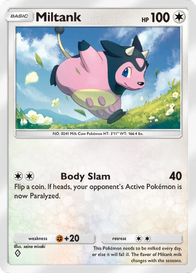 Miltank, Mega Rising #187, Basic Colorless Pokémon, illustrated by saino misaki