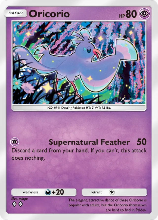 Oricorio, Ruler of the Skies #078, Basic Psychic Pokémon, illustrated by mingo
