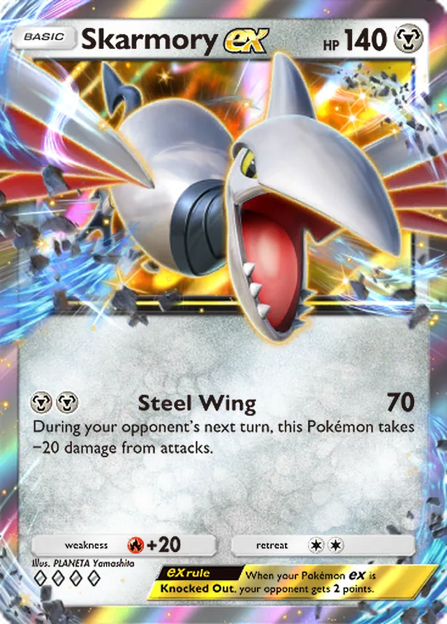 Skarmory ex, Wisdom of Sea and Sky #124, Basic Metal Pokémon, illustrated by PLANETA Yamashita