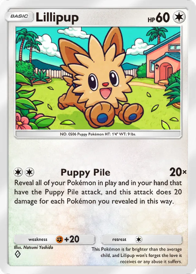 Lillipup, Pulsing Aura #137, Basic Colorless Pokémon, illustrated by Natsumi Yoshida