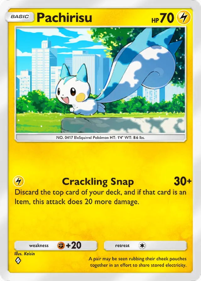 Pachirisu, Ruler of the Skies #054, Basic Lightning Pokémon, illustrated by Keisin