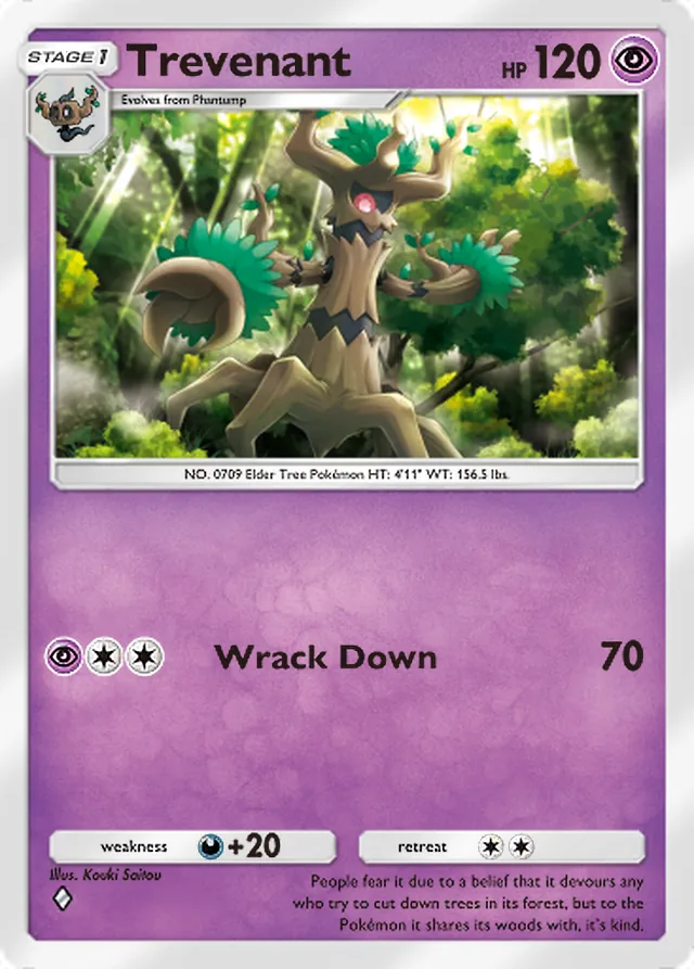 Trevenant, Extradimensional Crisis #025, Stage 1 Psychic Pokémon, illustrated by Kouki Saitou