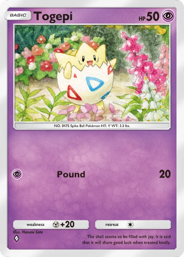 Togepi, Space-Time Smackdown #063, Basic Psychic Pokémon, illustrated by Narumi Sato