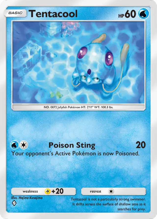 Tentacool, Secluded Springs #015, Basic Water Pokémon, illustrated by Hajime Kusajima