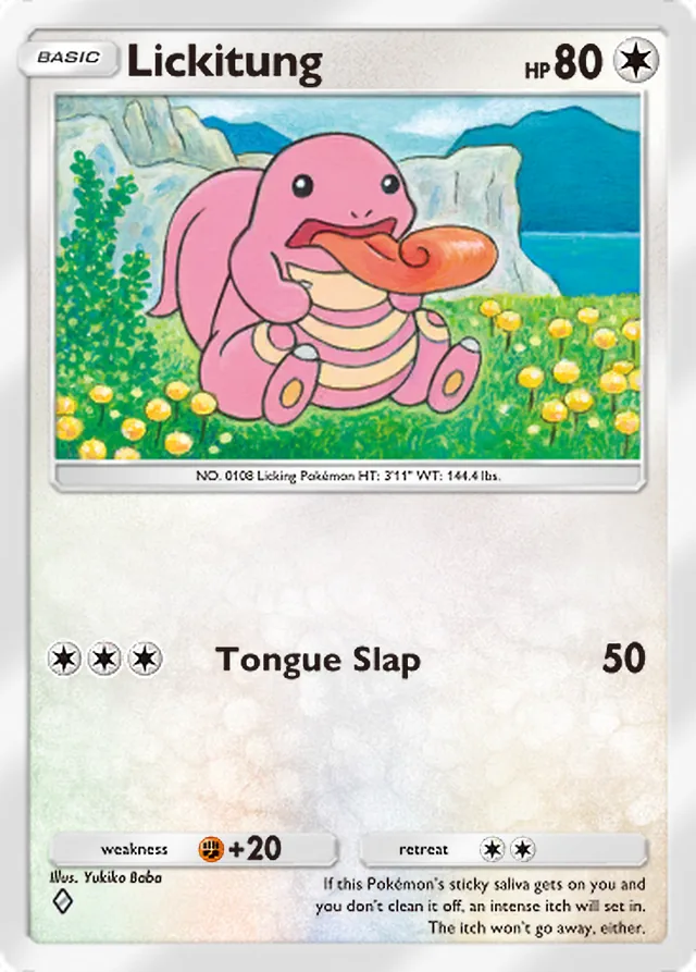 Lickitung, Space-Time Smackdown #124, Basic Colorless Pokémon, illustrated by Yukiko Baba