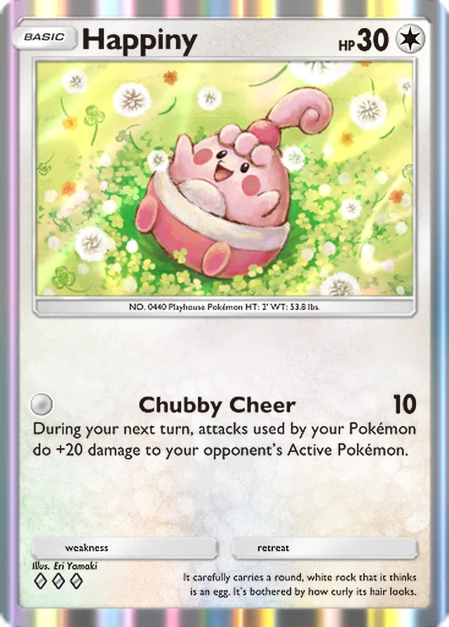 Happiny, Team Rocket’s Ambition #063, Basic Colorless Pokémon, illustrated by Eri Yamaki