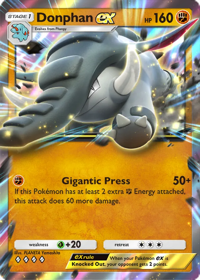 Donphan ex, Wisdom of Sea and Sky #100, Stage 1 Fighting Pokémon, illustrated by PLANETA Yamashita