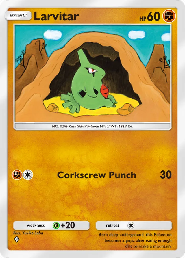 Larvitar, Triumphant Light #039, Basic Fighting Pokémon, illustrated by Yukiko Baba