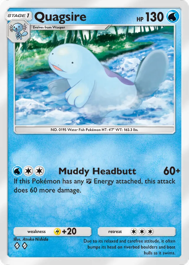 Quagsire, Pulsing Aura #039, Stage 1 Water Pokémon, illustrated by Atsuko Nishida
