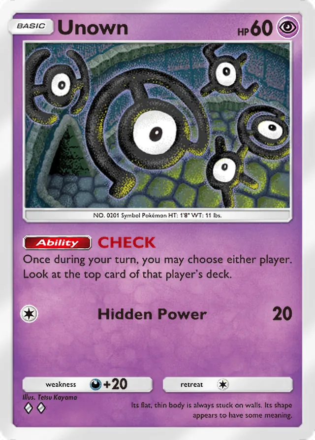Unown, Triumphant Light #034, Basic Psychic Pokémon, illustrated by Tetsu Kayama