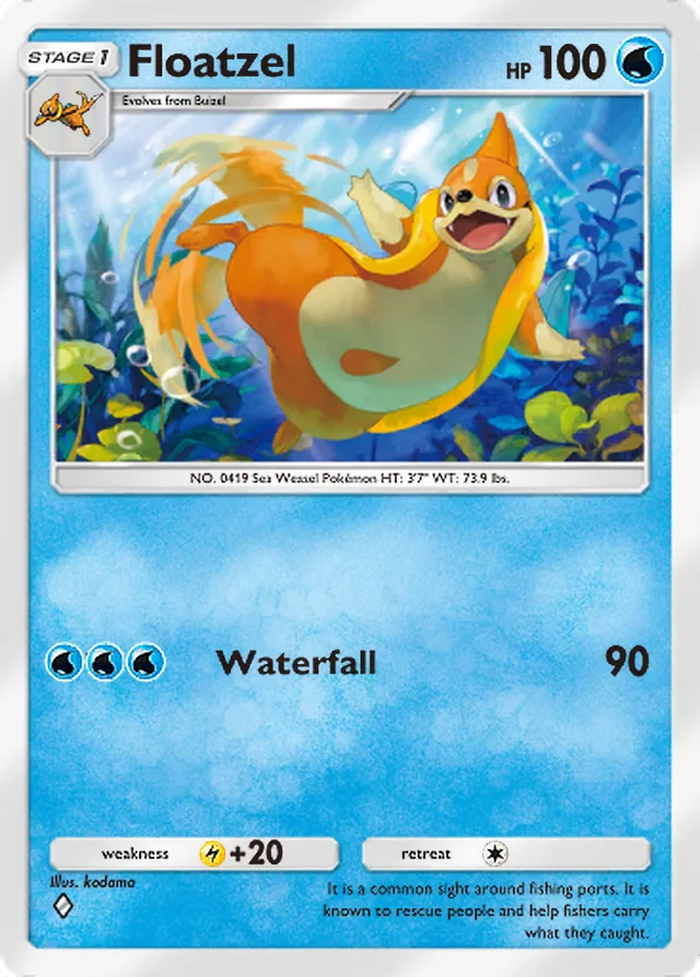 Floatzel, Paradox Drive #010, Stage 1 Water Pokémon, illustrated by kodama