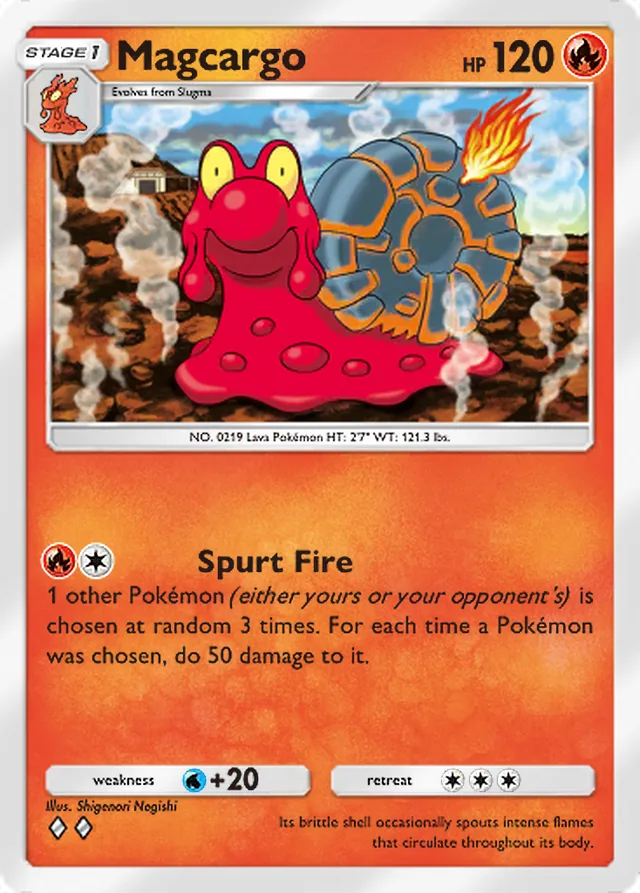 Magcargo, Wisdom of Sea and Sky #031, Stage 1 Fire Pokémon, illustrated by Shigenori Negishi