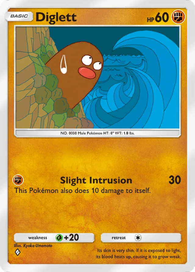 Diglett, Mega Shine #033, Basic Fighting Pokémon, illustrated by Kyoko Umemoto