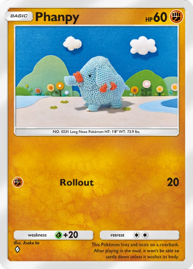 Phanpy, Triumphant Light #037, Basic Fighting Pokémon, illustrated by Asako Ito