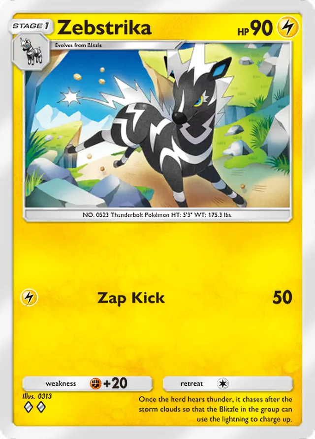 Zebstrika, Team Rocket’s Ambition #023, Stage 1 Lightning Pokémon, illustrated by 0313