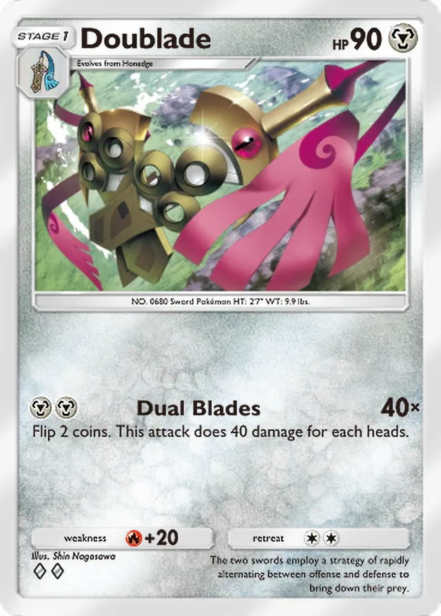 Doublade, Fantastical Parade #119, Stage 1 Metal Pokémon, illustrated by Shin Nagasawa