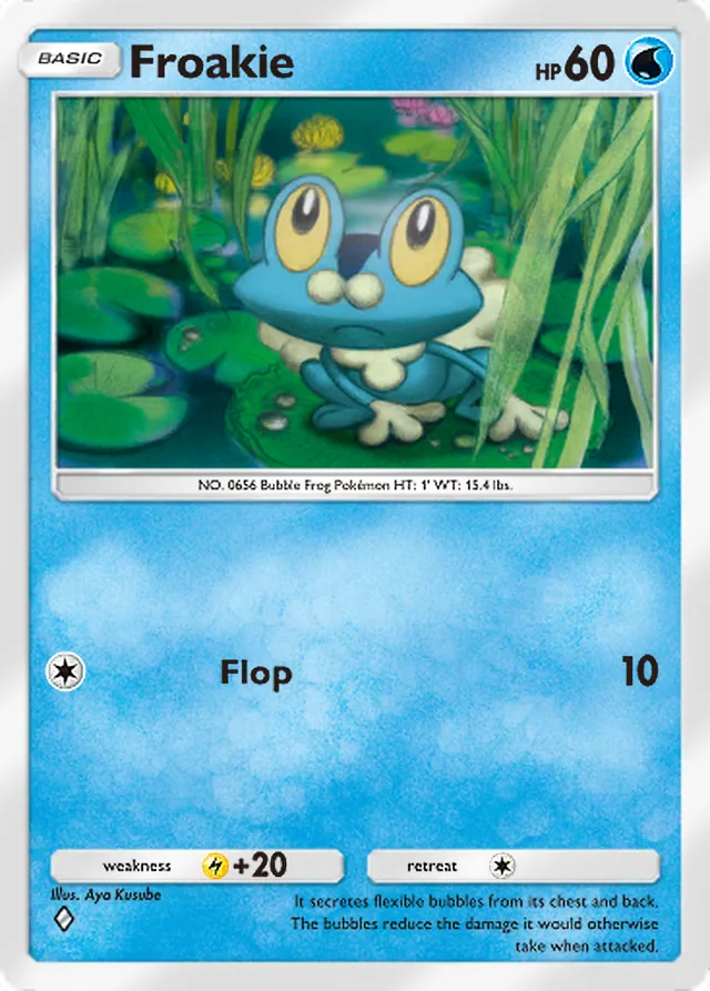 Froakie, Genetic Apex #087, Basic Water Pokémon, illustrated by Aya Kusube