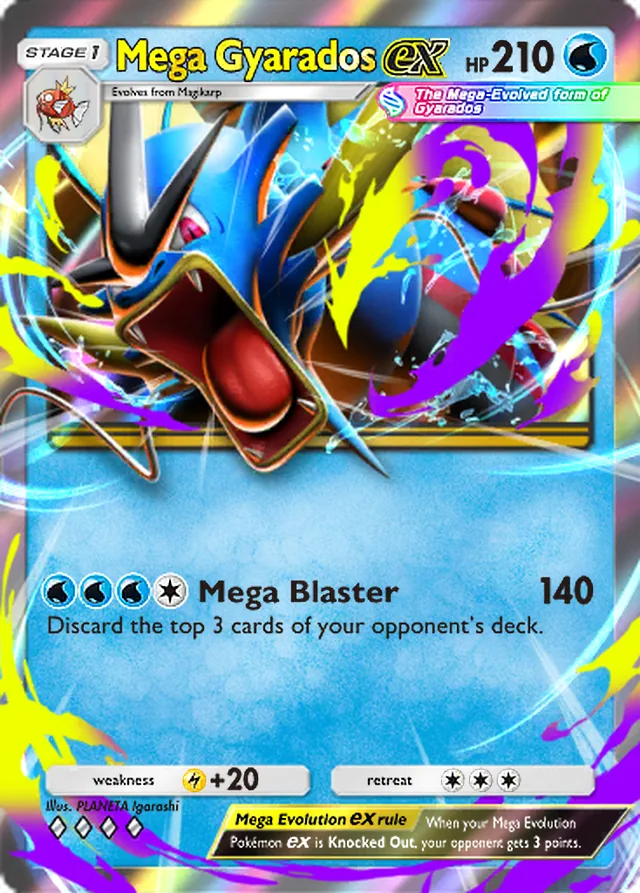 Mega Gyarados ex, Mega Rising #052, Stage 1 Water Pokémon, illustrated by PLANETA Igarashi