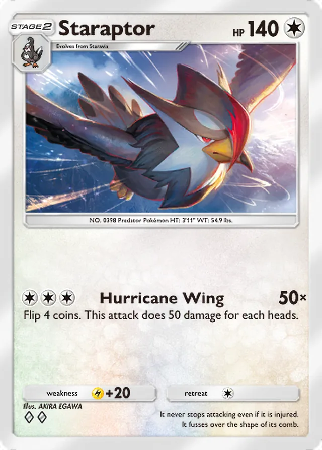 Staraptor, Crimson Blaze #061, Stage 2 Colorless Pokémon, illustrated by AKIRA EGAWA