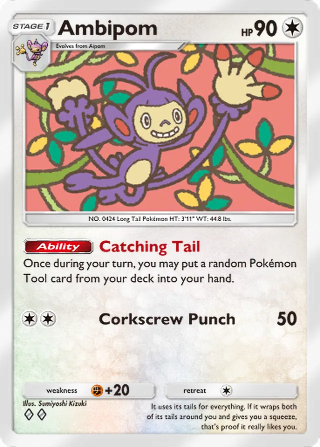 Ambipom, Eevee Grove #059, Stage 1 Colorless Pokémon, illustrated by Sumiyoshi Kizuki