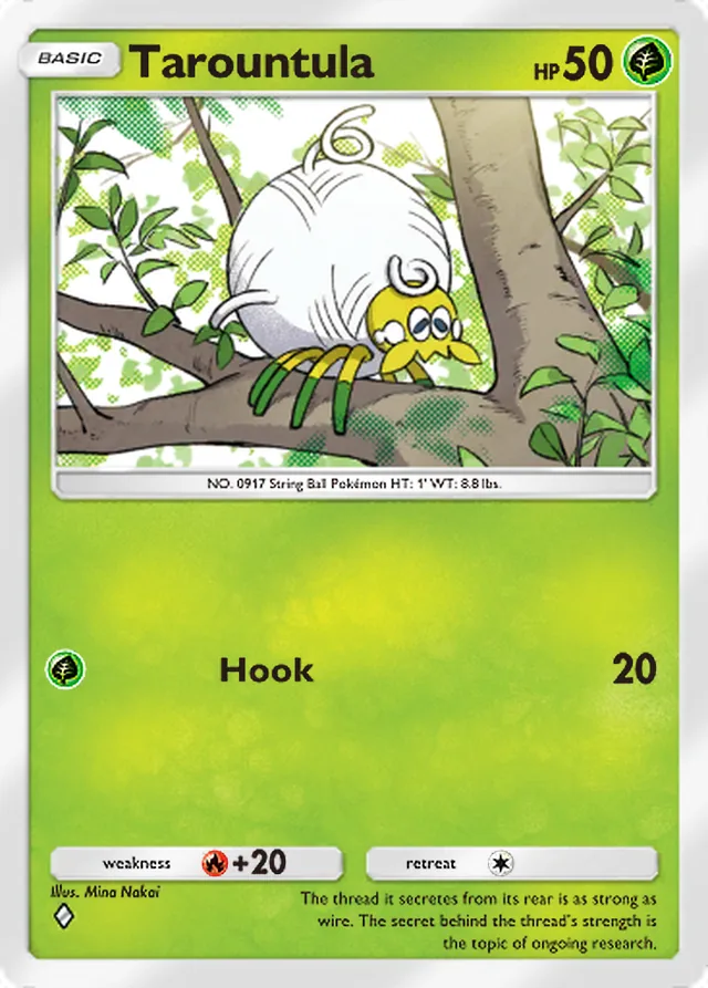 Tarountula, Paldean Wonders #004, Basic Grass Pokémon, illustrated by Mina Nakai