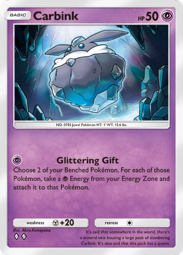 Carbink, Everyday Wonders #031, Basic Psychic Pokémon, illustrated by Akira Komayama