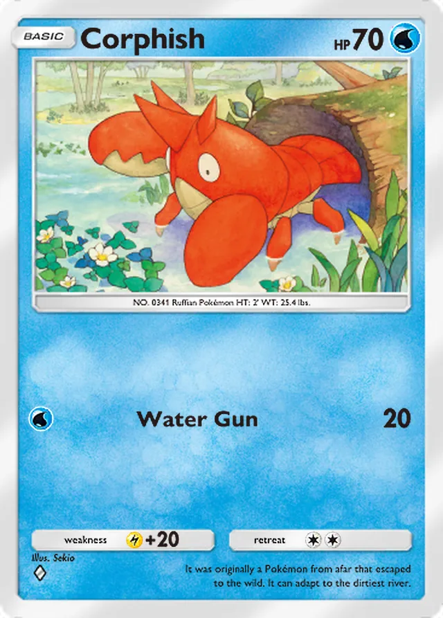 Corphish, Mega Rising #058, Basic Water Pokémon, illustrated by Sekio