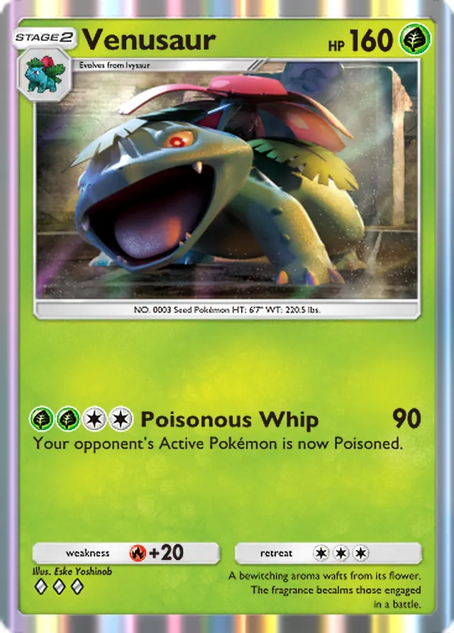 Venusaur, Crimson Blaze #003, Stage 2 Grass Pokémon, illustrated by Eske Yoshinob