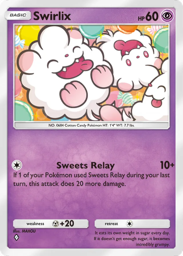 Swirlix, Eevee Grove #031, Basic Psychic Pokémon, illustrated by MAHOU