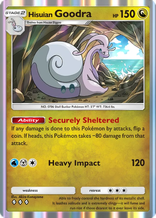Hisuian Goodra, Everyday Wonders #050, Stage 2 Dragon Pokémon, illustrated by Akira Komayama