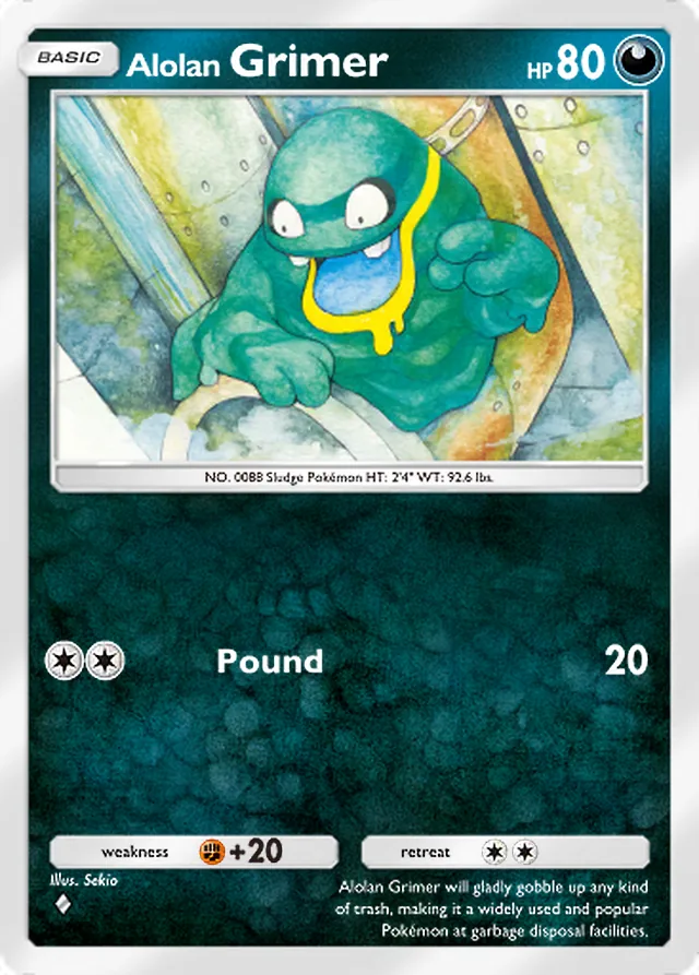 Alolan Grimer, Fantastical Parade #096, Basic Darkness Pokémon, illustrated by Sekio