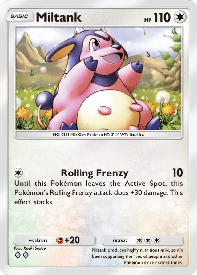 Miltank, Secluded Springs #062, Basic Colorless Pokémon, illustrated by Kouki Saitou