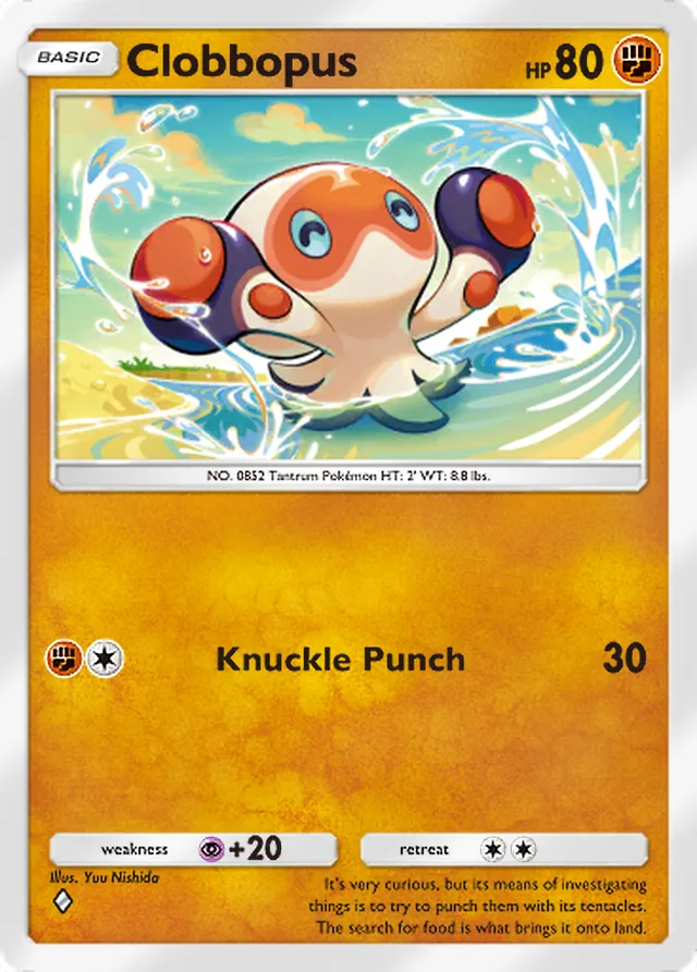 Clobbopus, Genetic Apex #162, Basic Fighting Pokémon, illustrated by Yuu Nishida