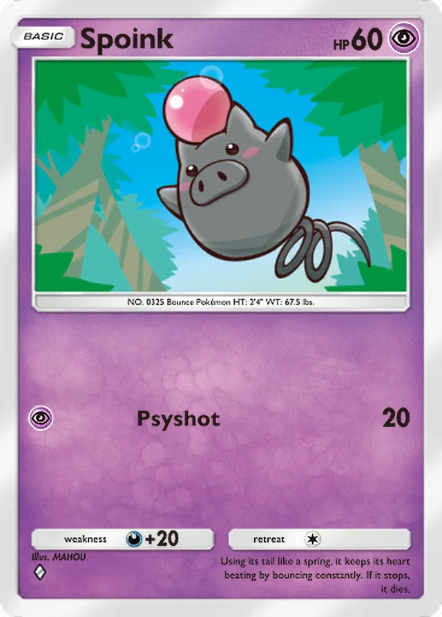 Spoink, Mega Shine #031, Basic Psychic Pokémon, illustrated by MAHOU