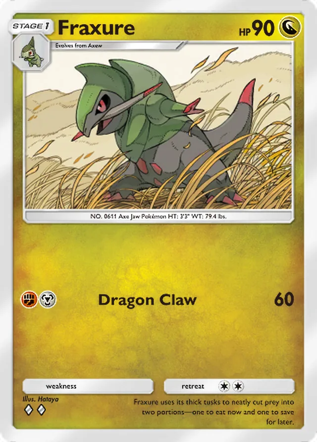 Fraxure, Mega Shine #055, Stage 1 Dragon Pokémon, illustrated by Hataya