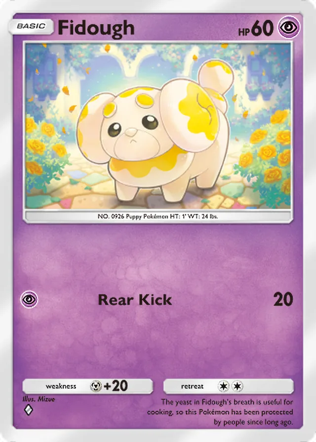 Fidough, Paldean Wonders #046, Basic Psychic Pokémon, illustrated by Mizue
