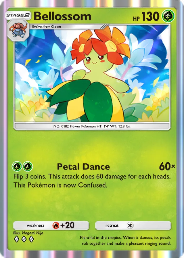 Bellossom, Wisdom of Sea and Sky #003, Stage 2 Grass Pokémon, illustrated by Nagomi Nijo