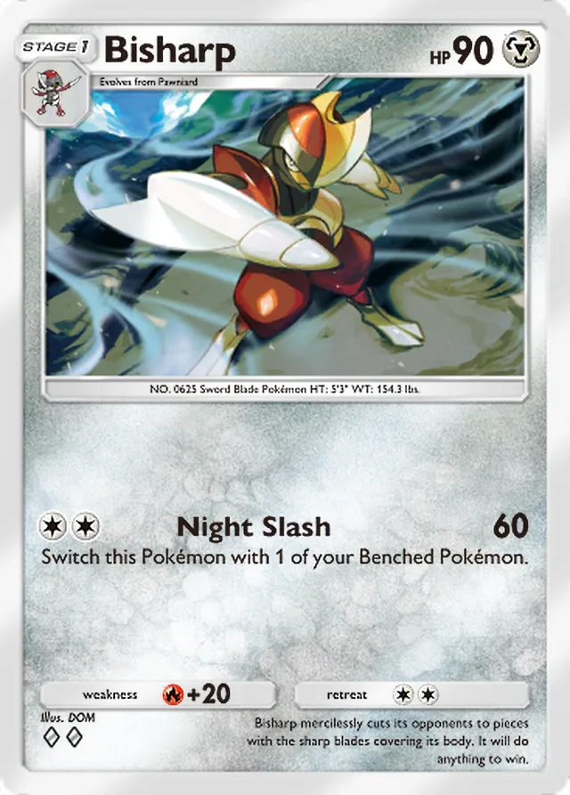 Bisharp, Pulsing Aura #120, Stage 1 Metal Pokémon, illustrated by DOM