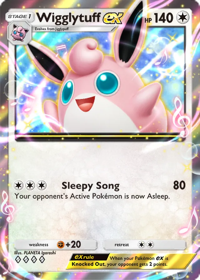 Wigglytuff ex, Genetic Apex #195, Stage 1 Colorless Pokémon, illustrated by PLANETA Igarashi