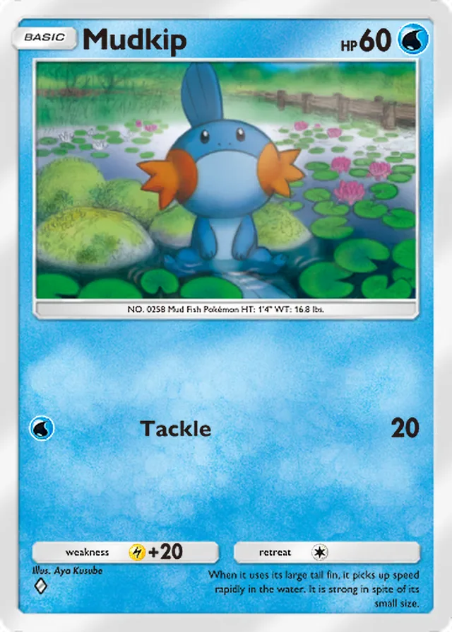 Mudkip, Fantastical Parade #033, Basic Water Pokémon, illustrated by Aya Kusube