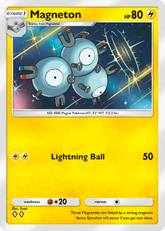 Magneton, Space-Time Smackdown #052, Stage 1 Lightning Pokémon, illustrated by Yumi