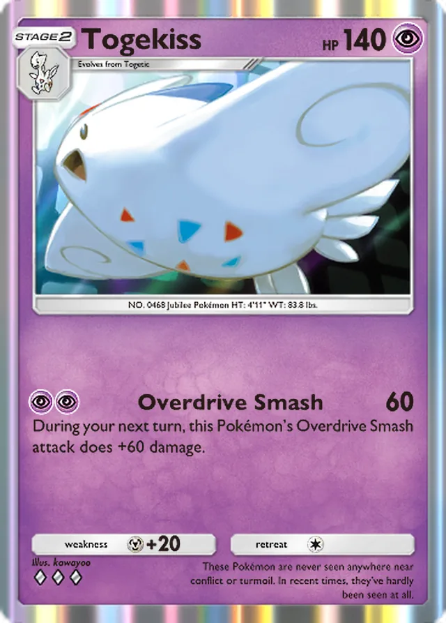 Togekiss, Space-Time Smackdown #065, Stage 2 Psychic Pokémon, illustrated by kawayoo