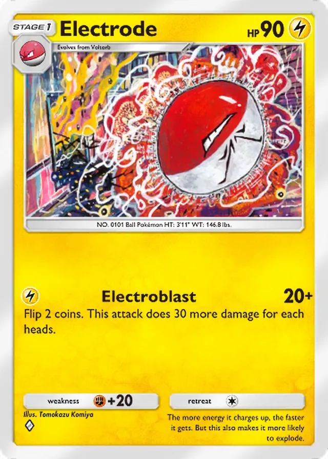 Electrode, Pulsing Aura #056, Stage 1 Lightning Pokémon, illustrated by Tomokazu Komiya
